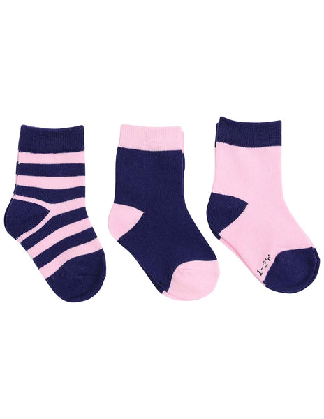 3 Pack Socks Pink/ Navy