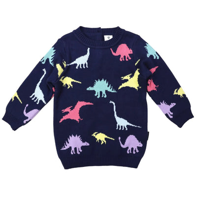 Dinosaur long sweater navy