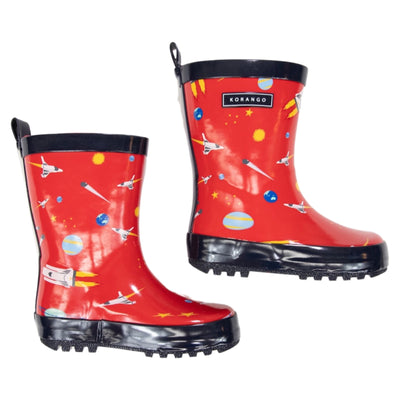Space rocket rain boots