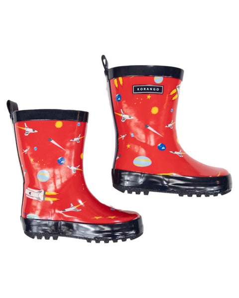 Space rocket rain boots