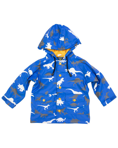 Dinosaur colour changing blue raincoat