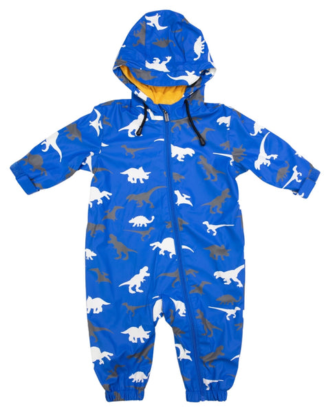 Dinosaur colour change rainsuit victoria blue